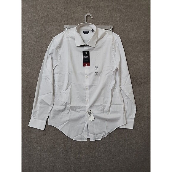 Van Heusen Slim Fit Flex Dress Shirt Men 16.5 34/35 White Long Sleeve StretchNEW - Picture 1 of 9